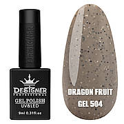Гель-лак для нігтів Dragon fruit gel Дизайн з дрібною чорно-білою крихтою, 9 мл Сіро-коричневий №504