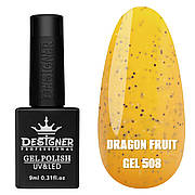 Гель-лак для нігтів Dragon fruit gel Дизайн з дрібною чорно-білою крихтою, 9 мл Жовтий №508