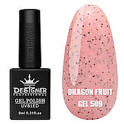 Гель-лак для нігтів Dragon fruit gel Дизайн з дрібною чорно-білою крихтою, 9 мл Рожевий №509