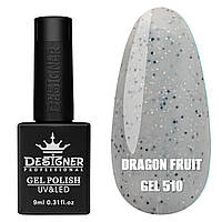 Гель-лак для нігтів Dragon fruit gel Дизайн із дрібною чорно-білою крихтою, 9 мл Сірий №510