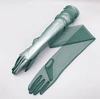 Зеленые фатинновые перчатки выше локтя
