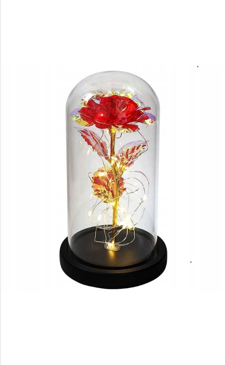 Роза в стеклянной колбе LED RED GOLD с LED подсветкой Rose of Love Красная JLK - фото 2 - id-p2186658626