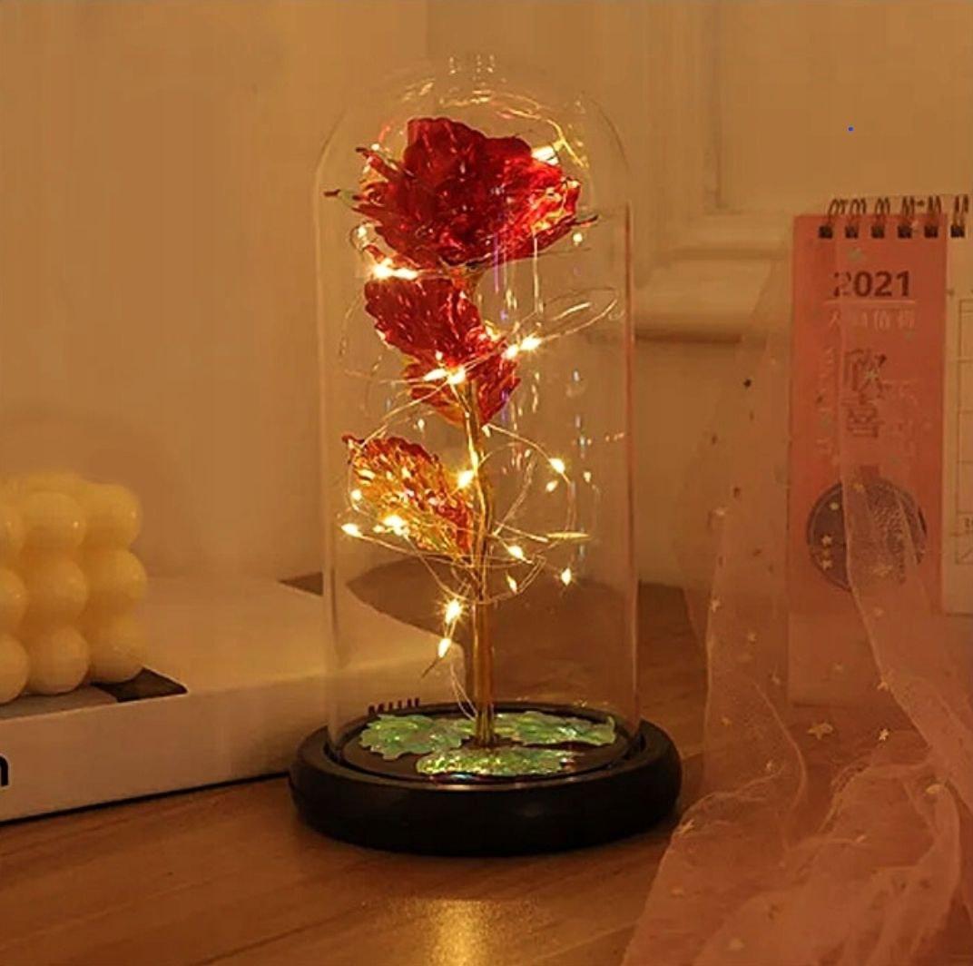 Роза в стеклянной колбе LED RED GOLD с LED подсветкой Rose of Love Красная JLK - фото 4 - id-p2186658626