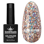 Гель-лак для нігтів Clow Glitter Дизайн з глітером хамелеон різного розміру, 9 мл №576