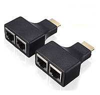 Одноканальный пассивный удлинитель с HDMI по UTP по 2-м витым парам до 30м 720P cat5e 1080Р (08516)