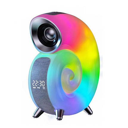 Настільна лампа нічник Light Sound Machine N70 портативна акумуляторна з годинником Bluetooth колонкою, фото 1