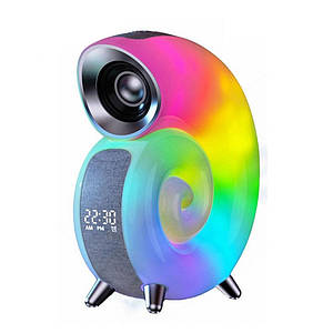 Настільна лампа нічник Light Sound Machine N70 портативна акумуляторна з годинником Bluetooth колонкою