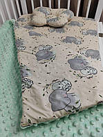 Детское постельное бельё Плед/Подушка/Простынь в детскую кроватку, комплект 3в1 Малютка 80*130 см
