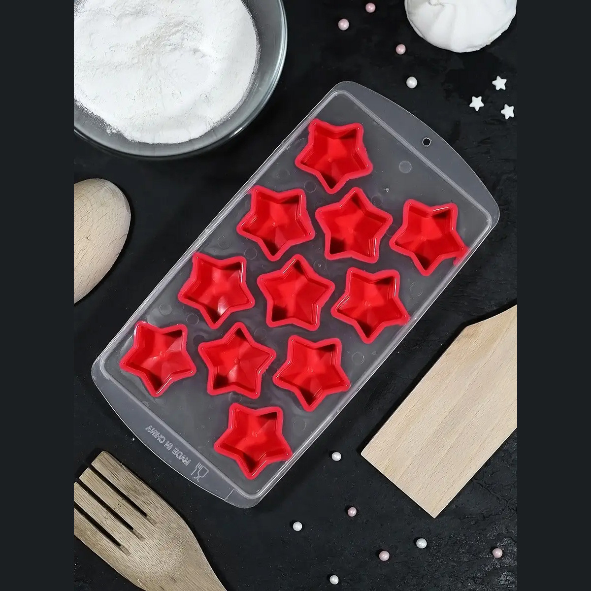 Форма для льоду та цукерок (шоколаду) пластикова з силіконовими комірками 21.5х11х2 см, фото 1