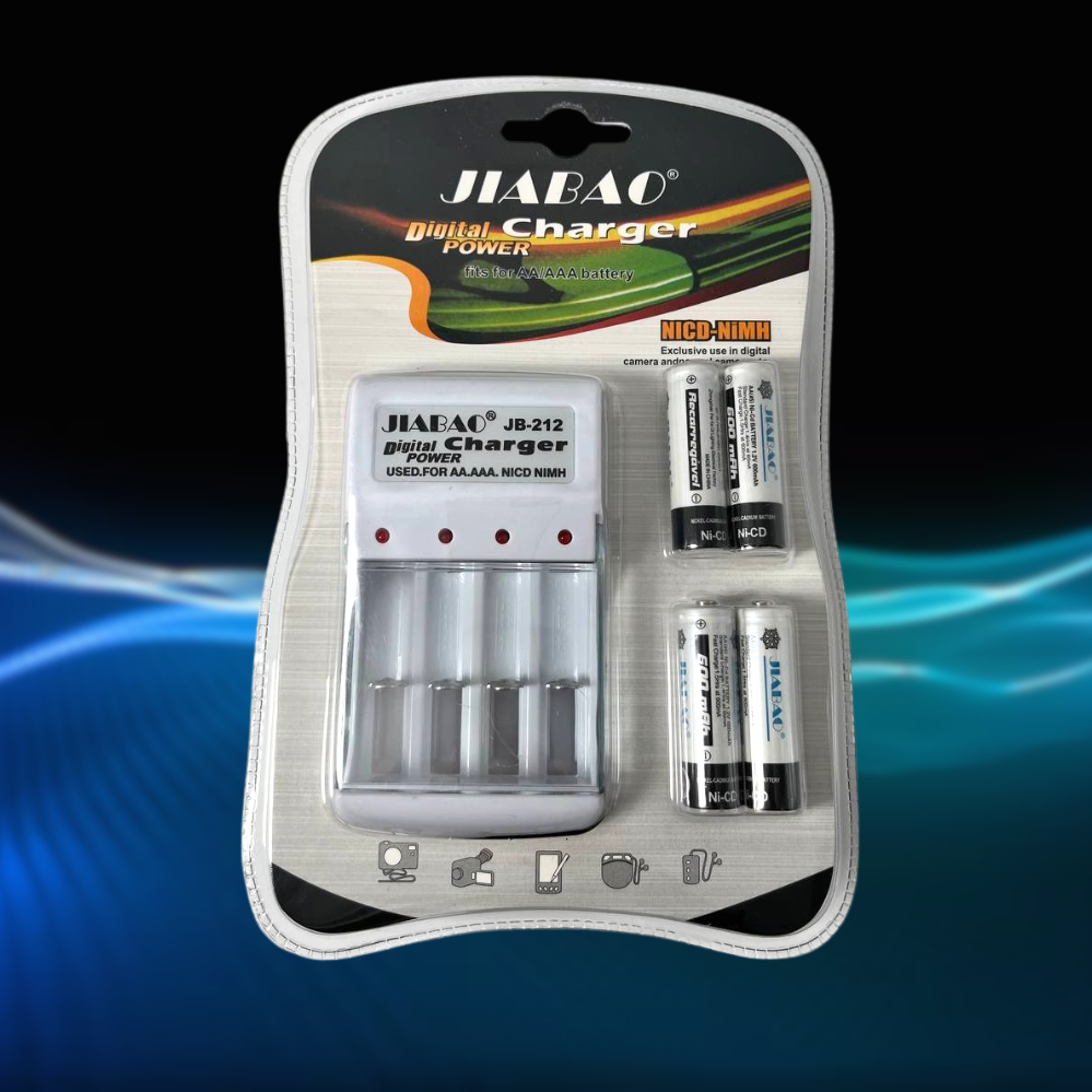 Комплект зарядний пристрій для акумуляторних батарей АА та ААА JB-212, фото 1