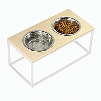 Миски на підставці для собак та котів Lunch Bar Beige Stone + White (штучний камінь + метал)