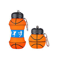 Пляшка для води спортивна складана силіконова, баскетбольний м'яч, 550 мл