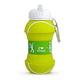 Пляшка для води спортивна складана силіконова, тенісний м'яч, 550 мл, фото 2