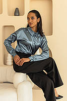 Блуза женская шелковая классическая графит L-XL, 2000000187297