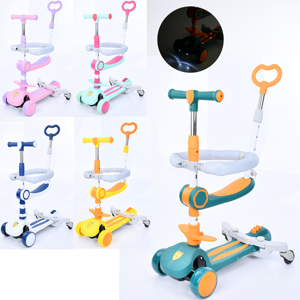 Дитячий самокат-біговел iTrike MAXI JR 3-084, світні колеса, музика, бампер і батьківська ручка, 5 кольорів, фото 1