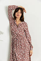 Платье женское штапель в цветочній принт миди пудровое L-XL, 2000000188935