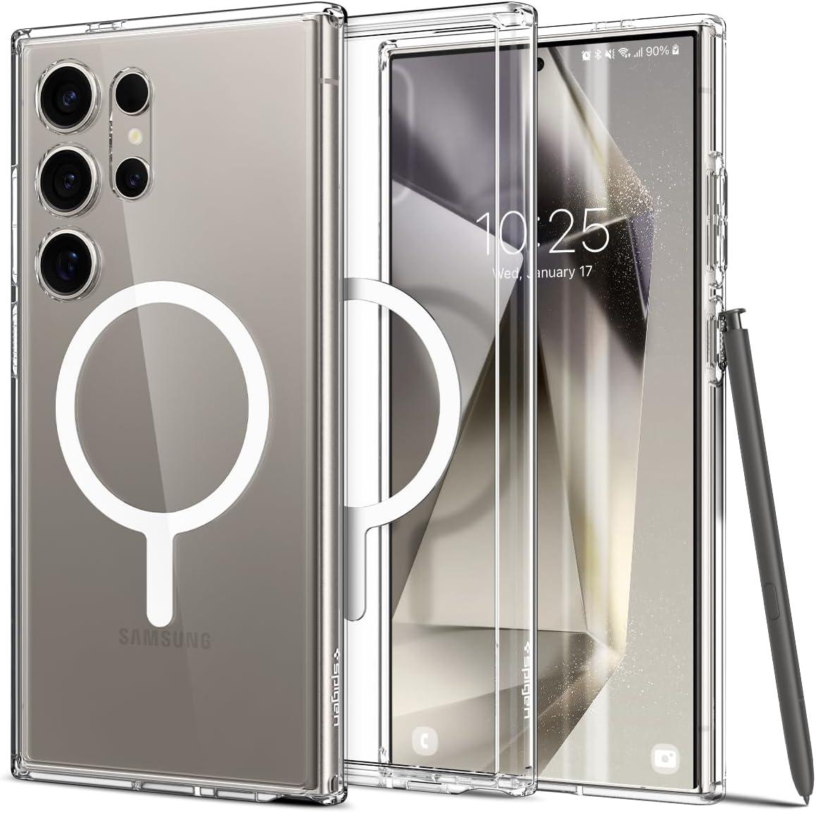 Чохол Spigen Ultra Hybrid OneTap Metal Ring White для Samsung Galaxy S24 Ultra SM-S928, фото 1