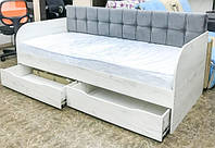 Односпальне ліжко "Л-7" для підлітків з м'якою спинкою та висувними ящиками