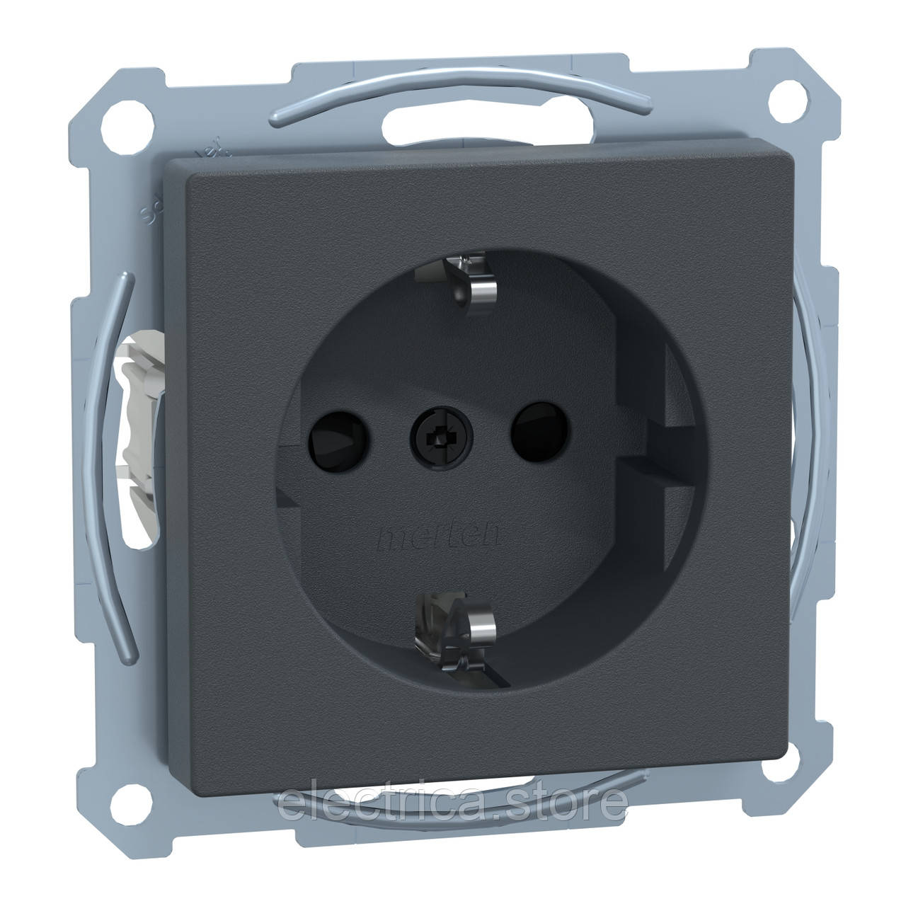 Розетка із заземленням та шторками SYSTEM M колір антрацит MTN2300-0414, фото 1