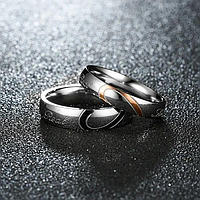 Парные кольца для влюбленных с сердечками Все размеры, обручальные кольца парные из медицинской стали, b2