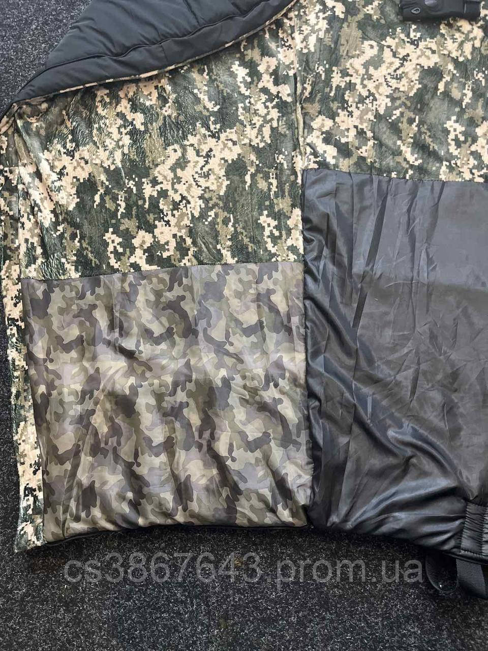 Тактический спальник-кокон черный / Зимний спальник для ВСУ с капюшоном до -18 - фото 3 - id-p2186714282