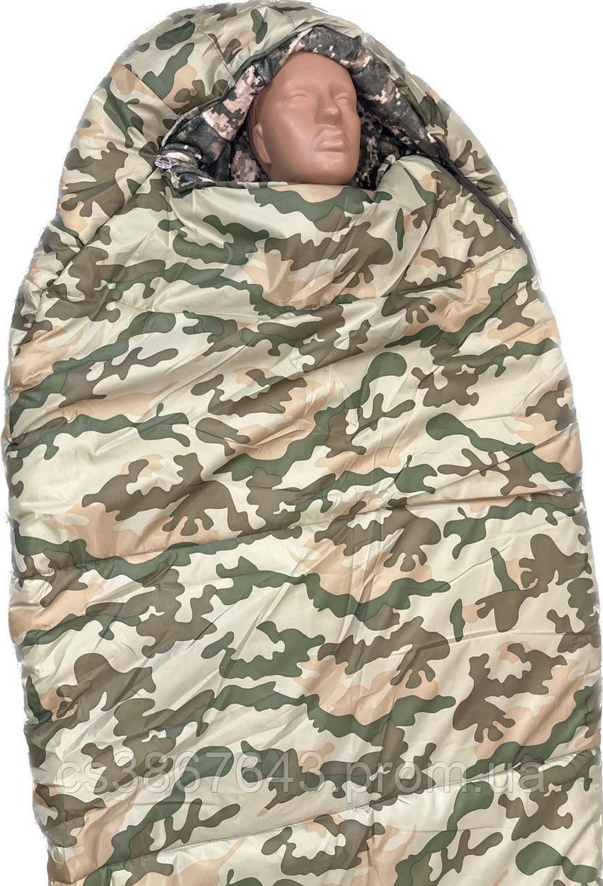 Тактический спальник - одеяло мультикам / Зимний спальник для ВСУ с капюшоном до -18 - фото 2 - id-p2186714376
