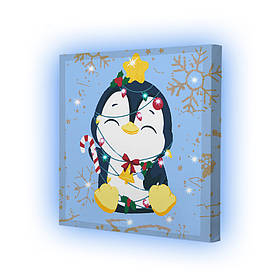 Картина по номерах зі світлодіодною підсвіткою для дітей Riviera Blanca Пінгвінчик 25x25 см (ГР1-001)