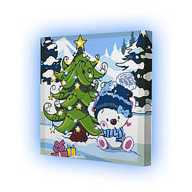 Картина по номерах зі світлодіодною підсвіткою для дітей Riviera Blanca Під ялинкою 25x25 см (ГР1-002)