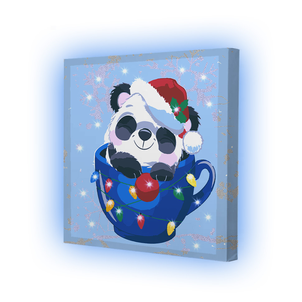 Картина по номерах зі світлодіодною підсвіткою для дітей Riviera Blanca Пандочка 25x25 см (ГР1-006), фото 1