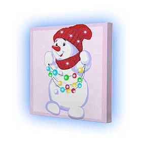 Картина по номерах зі світлодіодною підсвіткою для дітей Riviera Blanca Сніговик 25x25 см (ГР1-007)