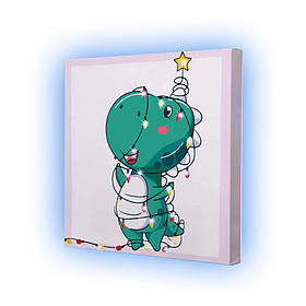 Картина по номерах зі світлодіодною підсвіткою для дітей Riviera Blanca Динозаврик 25x25 см (ГР1-009)