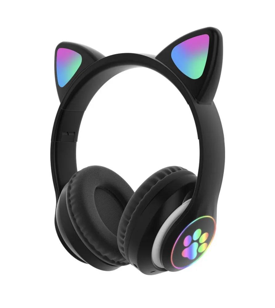 Беспроводные наушники с ушками котика Cat ear VZV23M Наушники с подсветкой 400 mAh Детские наушники черные - фото 6 - id-p2186722994