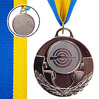 Медаль спортивная с лентой Zelart AIM Стрельба C-4846-0005 цвет серебряный sh