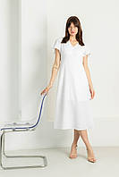Платье женское белое натуальное муслиновое миди
