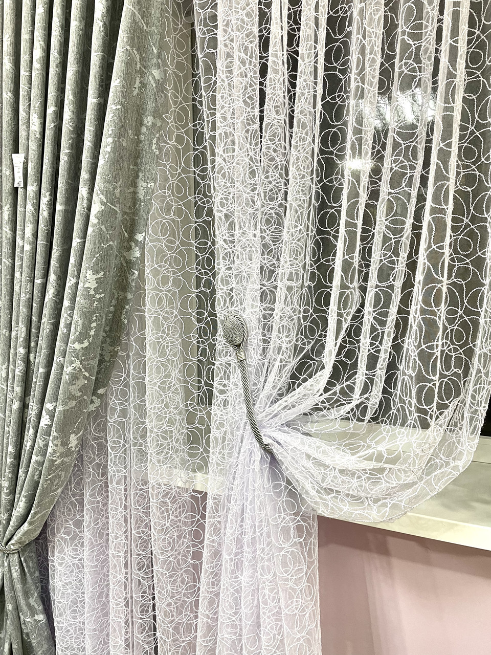 Тюль 5.50 м х 2.50 м павутина вишивка біла, фото 1