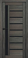 Двери межкомнатные Portalino / PL-01 / PVC (пвх пленка) / Мессина темная/ Черное стекло