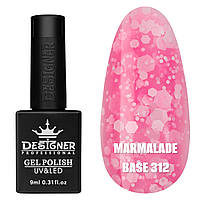 Кольорове базове покриття Marmalade base Дизайнер із конфетті для манікюру, 9 мл. 312