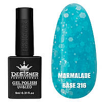 Кольорове базове покриття Marmalade base Дизайнер із конфетті для манікюру, 9 мл. 316