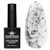 Кольорове базове покриття Miracle base Дизайнер із пластівцями юки для манікюру, 9 мл. 233