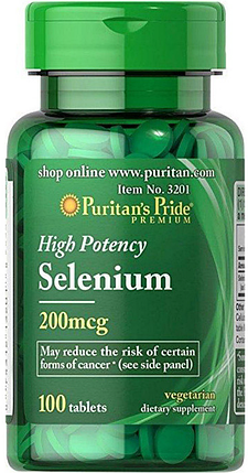 Селен Puritan's Pride Selenium 200 mcg 100 таб, фото 1
