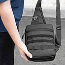 Нагрудна сумка слінг через плече DANG із кобурою на липучці для прихованого носіння зброї сумка-кобура чорна, фото 6