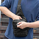 Нагрудна сумка слінг через плече DANG із кобурою на липучці для прихованого носіння зброї сумка-кобура чорна, фото 9