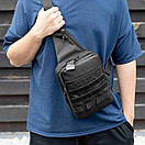 Нагрудна сумка слінг через плече DANG із кобурою на липучці для прихованого носіння зброї сумка-кобура чорна, фото 2
