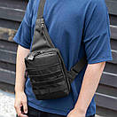 Нагрудна сумка слінг через плече DANG із кобурою на липучці для прихованого носіння зброї сумка-кобура чорна, фото 4