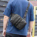 Нагрудна сумка слінг через плече DANG із кобурою на липучці для прихованого носіння зброї сумка-кобура чорна, фото 3