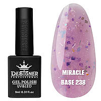 Кольорове базове покриття Miracle base Дизайнер із пластівцями юки для манікюру, 9 мл. 238