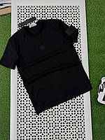 Чоловіча футболка Stone Island чорна з патчем Стон Айленд люкс якість bhs