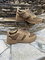 Мужские тактические кроссовки 3Д сетка кожаные койот Военные тактические кроссовки с гербом песок