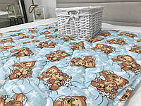 Детское одеяло 110х140 "Медвежата" 100% хлопок для мальчика Blue