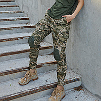 Летние армейские женские брюки Пиксель с наколенниками, Прочные тактические пиксельные штаны для ВСУ из хлопка M